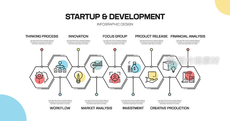 StartUp and Development Related Line Infographic Design